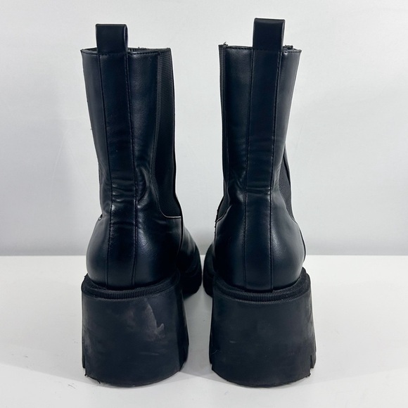Zara Black Leather Chelsea Ankle Boots Track Sole Platform Size 8 - Picture 6 of 9
